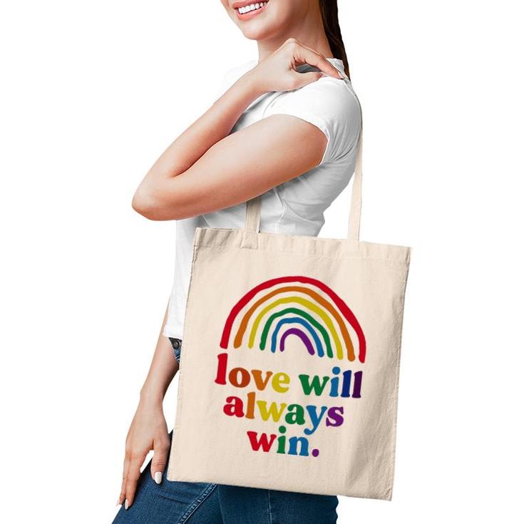 Love Will Always Win Pride Rainbow Kid Child Lgbt Quote Fun Tote Bag