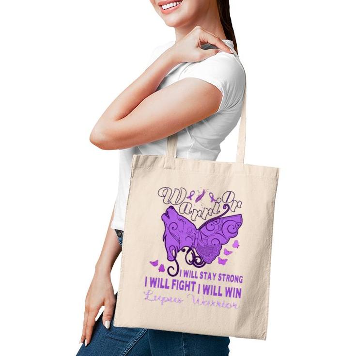 Lupus Awareness Warrior Purple Ribbon Butterfly Wolf Womens Tote Bag