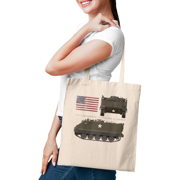 M113 Armored Personnel Carrier Patriotic Army American Flag  Tote Bag