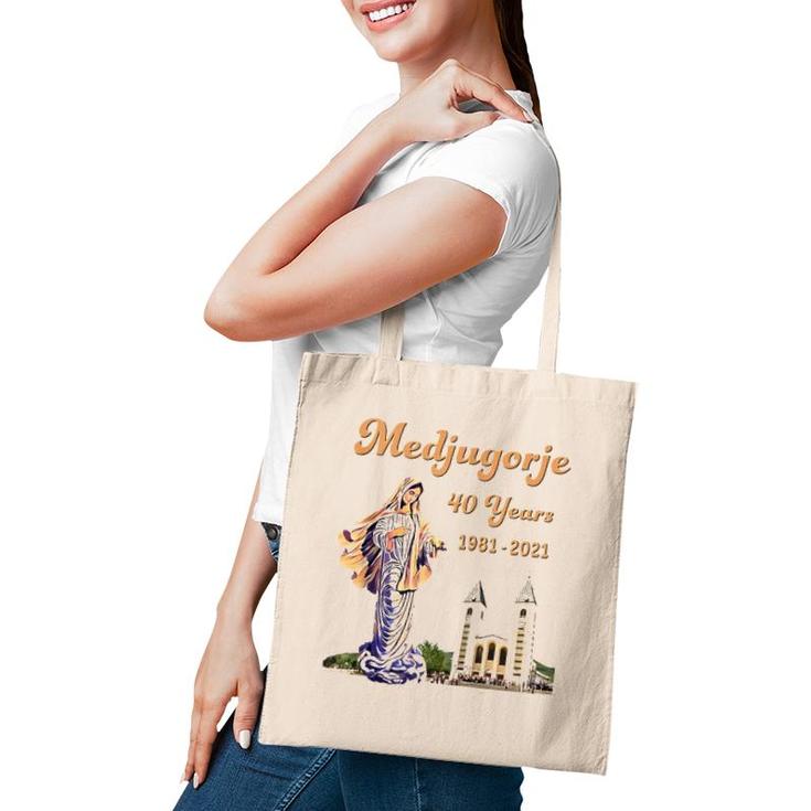 Medjugorje 40 Years Statue Of Our Lady Queen Of Peace Zip Tote Bag