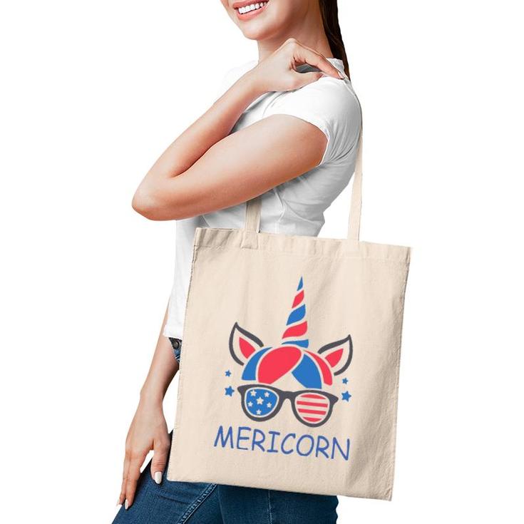 Mericorn 4Th Of July Unicorn Usa American Flag Teen Girls Tote Bag