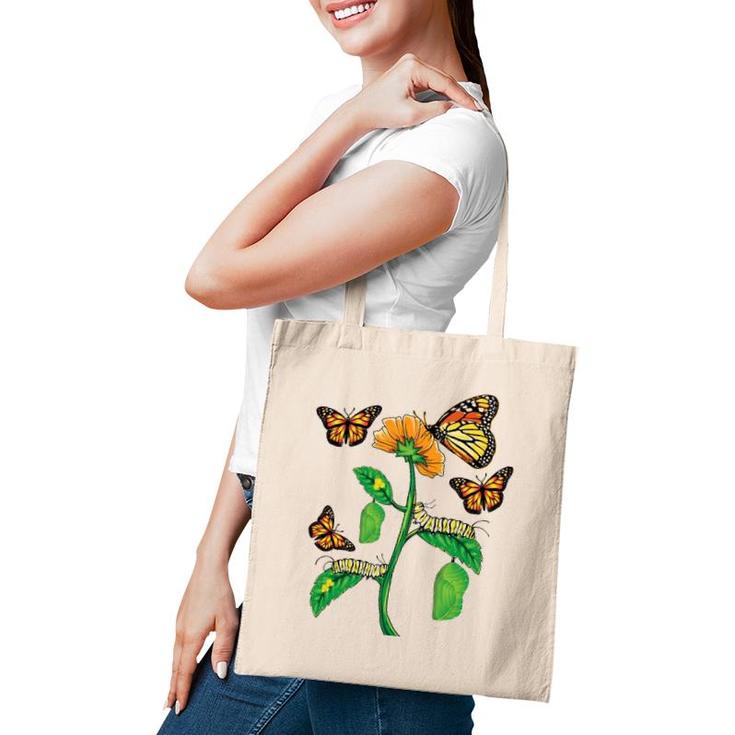 Monarch Butterfly Lover Life Cycle Metamorphosis Caterpillar Tote Bag