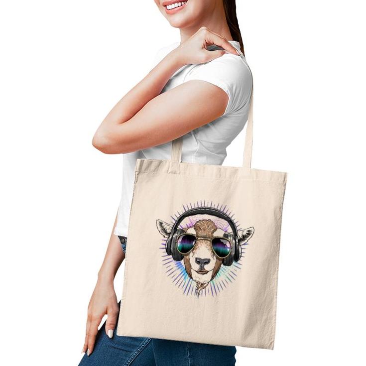Music Goat Dj With Headphones Musical Goat Lovers Tote Bag