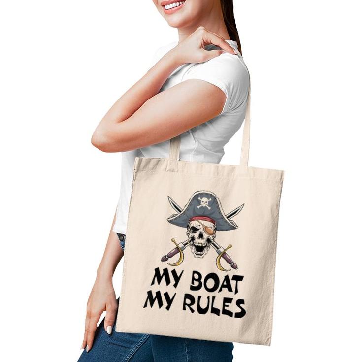 My Boat My Rules Pirate Novelty Halloween  Tote Bag