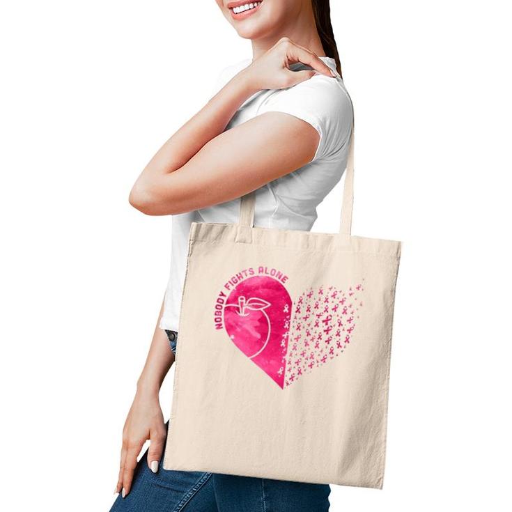Nobody Fights Alone Teacher's Day Breast Cancer Awareness Tote Bag