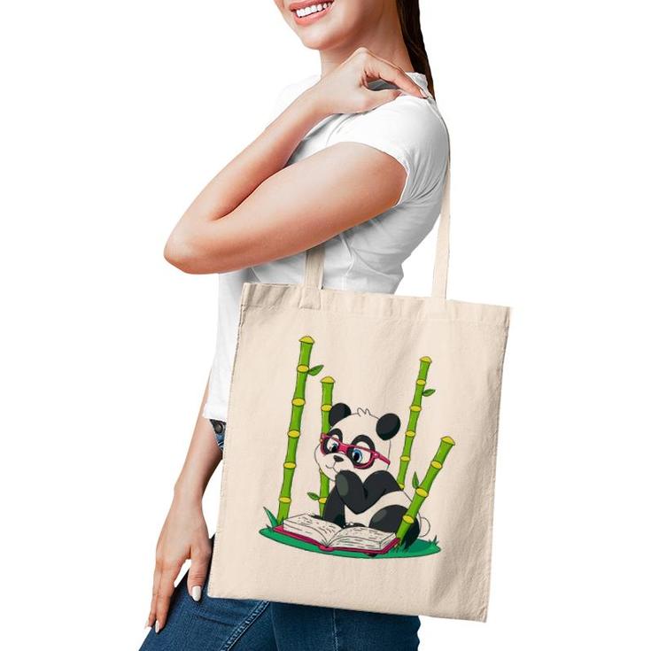 Panda Bear Book Worm Nerd Reading Bamboo Jungle Gift Tote Bag