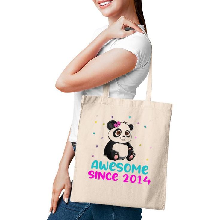 Panda Bear Girl Birthday Gift Love Awesome Since 2014 Ver2 Tote Bag