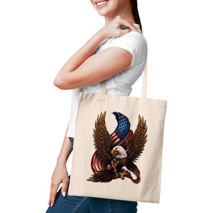 Patriotic American Design With Eagle And Flag Tote Bag