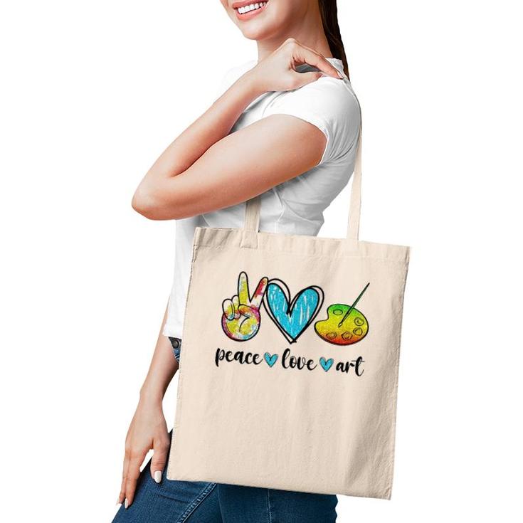 Peace Love Art Painting Palette Funny Art Gifts For Teacher Tote Bag