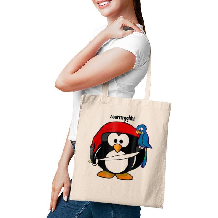Penguin Pirate With A Parrot - Kids Or Adults Tote Bag