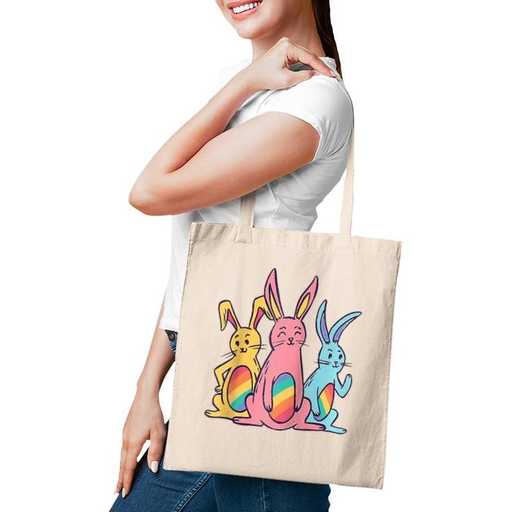 Pride Easter Bunny Rainbow Colors Lgbt Heart Bunnies Easter  Tote Bag
