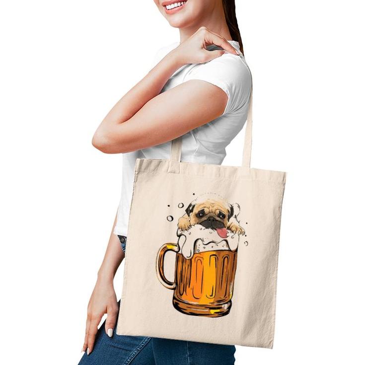 Pug Dog Beer Drinking  Funny Cute Dog Lovers Gifts Tote Bag