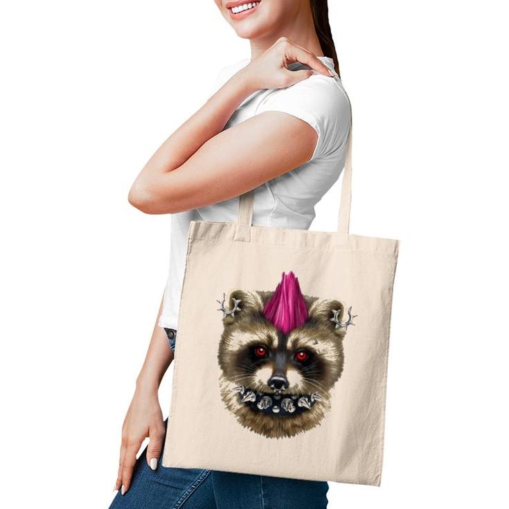 Punk Rock Raccoon With Mohawk And Heavy Metal Makeup Tote Bag