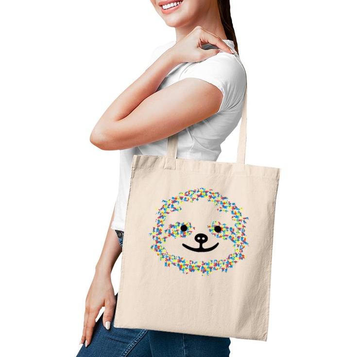 Puzzle Piece Ribbon Sloth Face Cool Autism Awareness Gifts Tote Bag