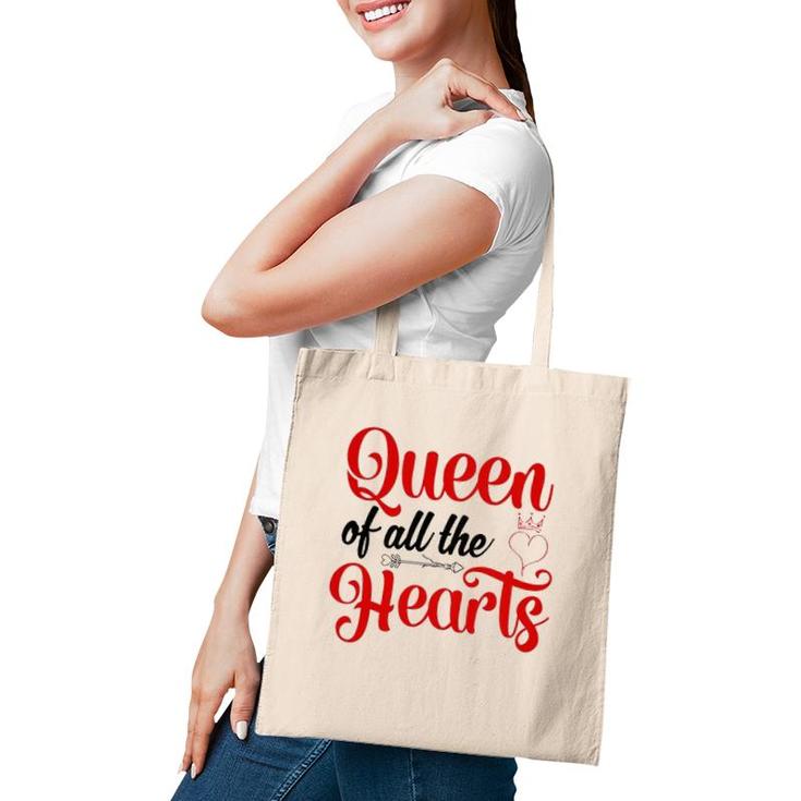 Queen Of All The Hearts Valentine Cute Couple Valentine Tote Bag