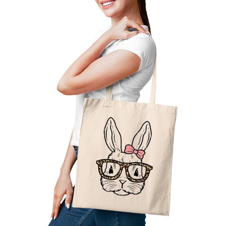 Rabbit Bunny Wearing Leopard Glasses Cute Easter Girls Women Tank Top Tote Bag