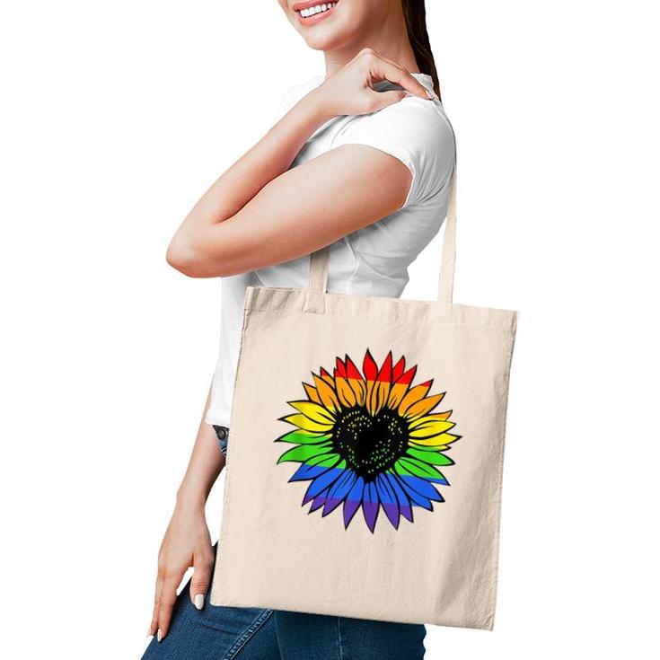 Rainbow Sunflower Lgbt Gay Lesbian Pride  Tote Bag
