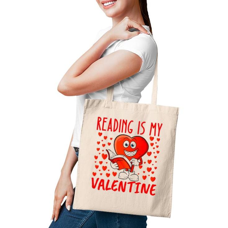 Reading Is My Valentine Heart Shape Read Book Valentine's Day Tote Bag