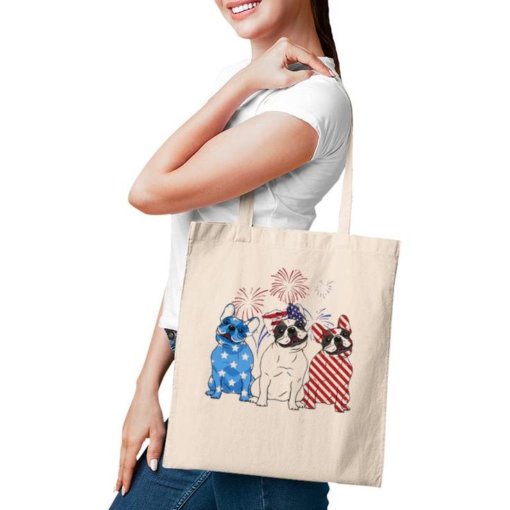 Red White Blue French Bulldog Usa Flag 4Th Of July Tote Bag