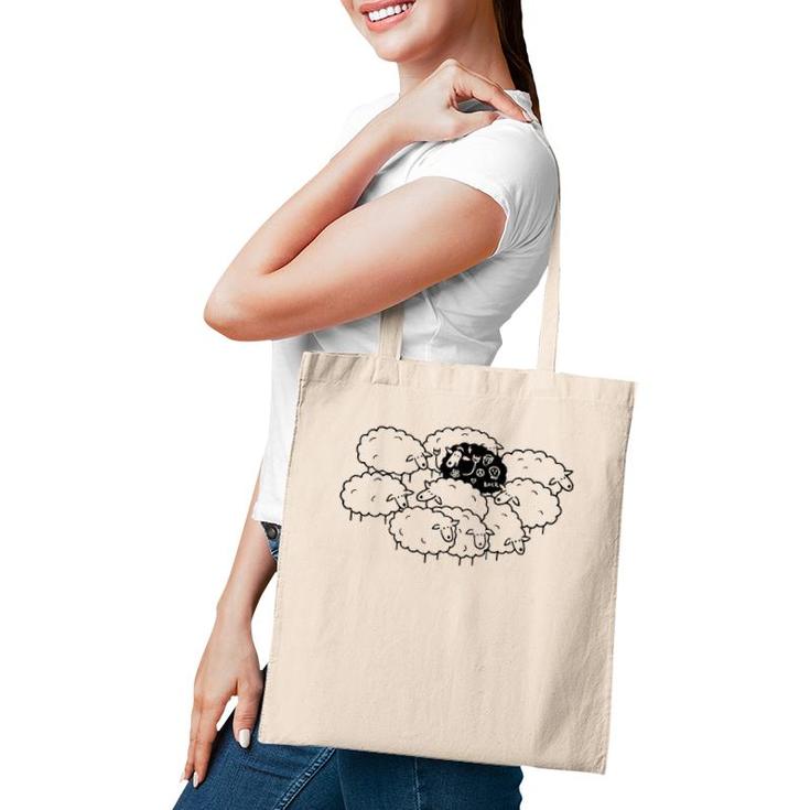 Rock N Roll Peace Love Black Sheep Funny Animals Graphic Art Tote Bag