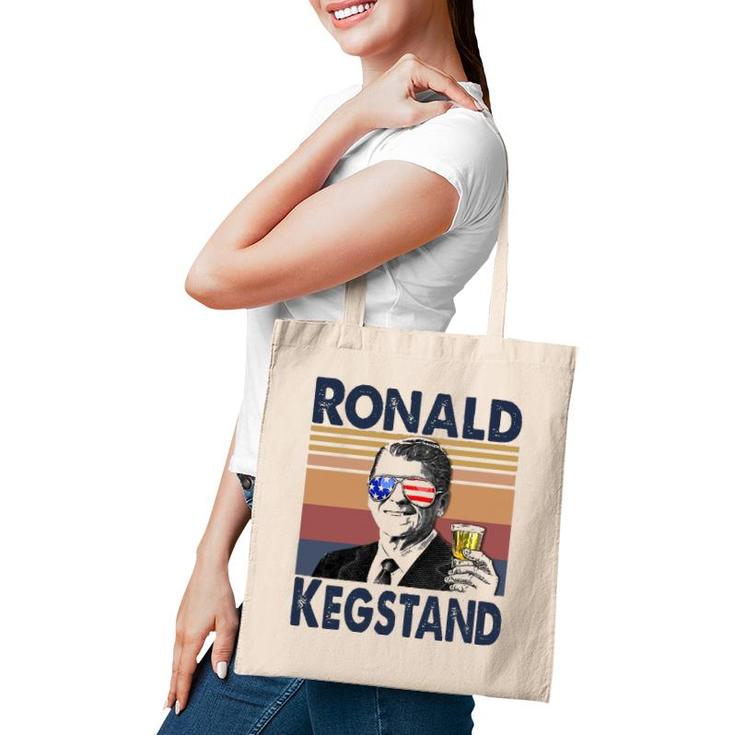 Ronald Kegstand 4Th Of July Independence Day Us Flag Retro Tote Bag