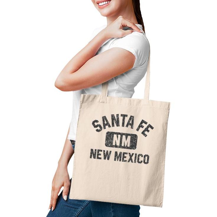 Santa Fe Nm Gym Style Black With Distressed Black Print Tote Bag