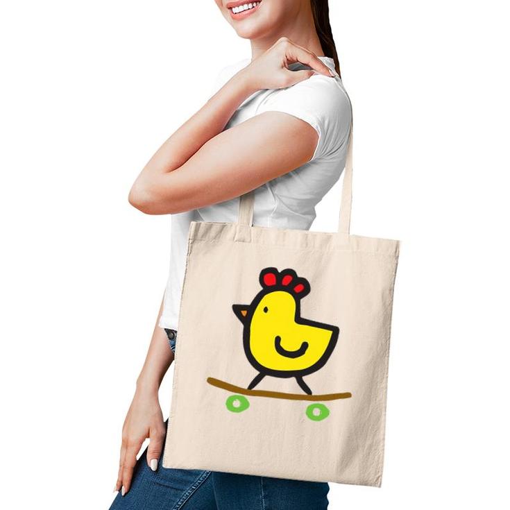 Skateboard Chick- Cute Funny Chicken Tote Bag