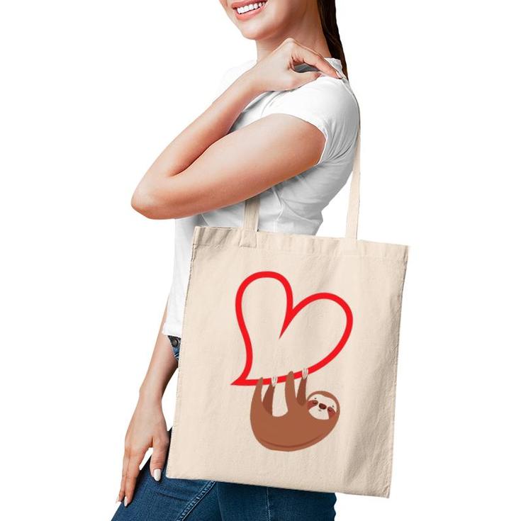 Sloth Heart Valentine's Day Girls Women Sloth Lover Tote Bag