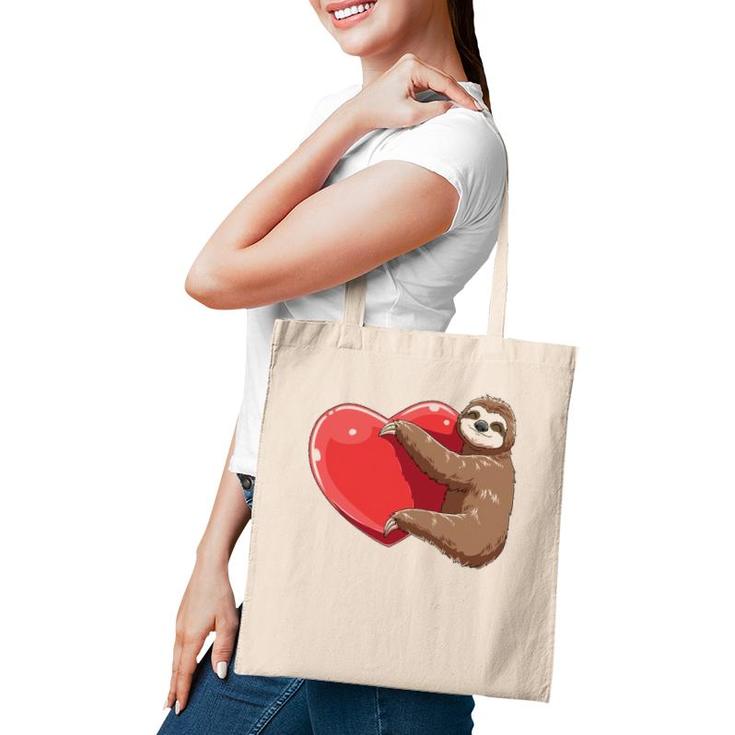 Sloth Heart Valentine's Day Sloth Lovers Sloth Hugging Heart Tote Bag