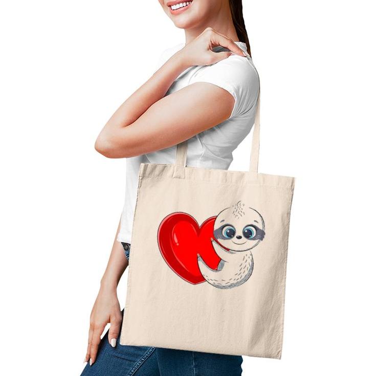 Sloth Valentine's Day Kids Girls Women Heart Cute Sloth Vday Tote Bag
