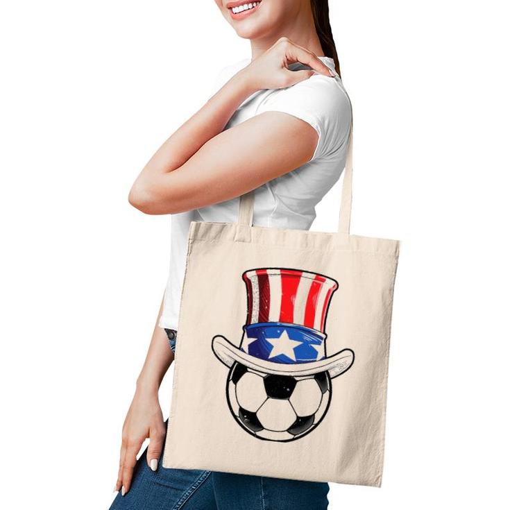 Soccer Uncle Sam 4Th Of July Kids Boys American Flag Funny Tote Bag