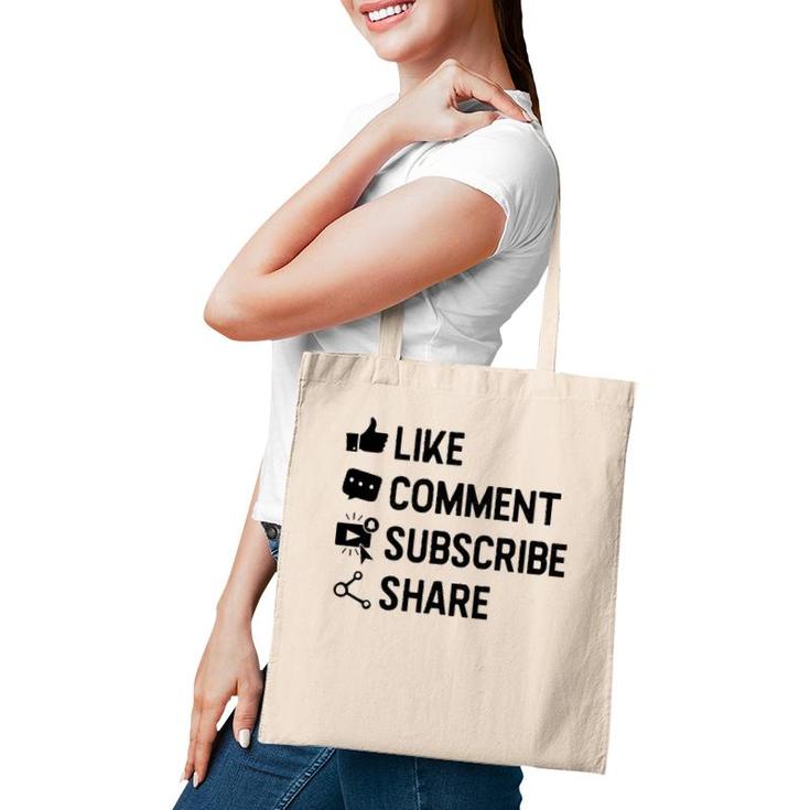 Social Media Like Comment Subscribe Share  Gift Tote Bag