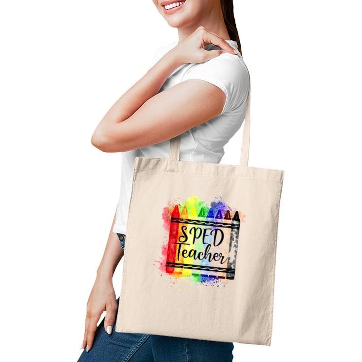 Sped Teacher Crayon Colorful Special Education Teacher Gift Tote Bag