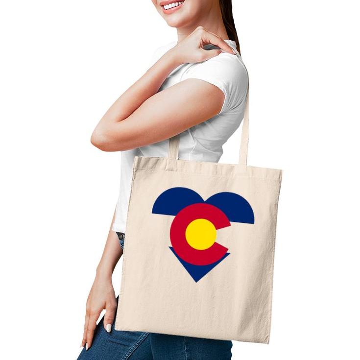 State Of Colorado Flag Heart Gift Novelty Men Women Tote Bag