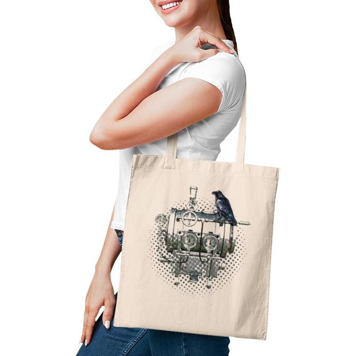 Steampunk Crow Of Mechanical Machines Tote Bag