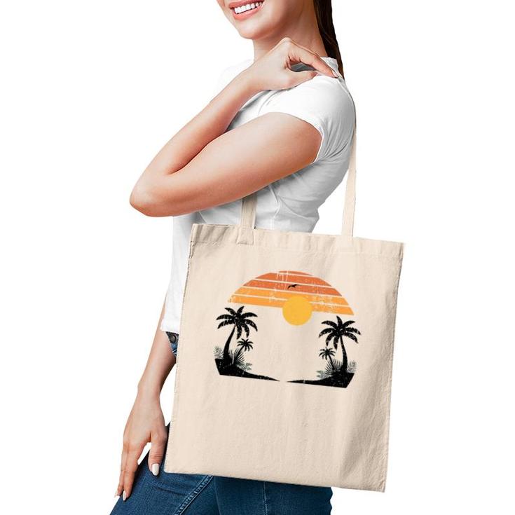 Sunshine Summer Vibes Palm Trees Beach Retro Tropical Summer Tote Bag