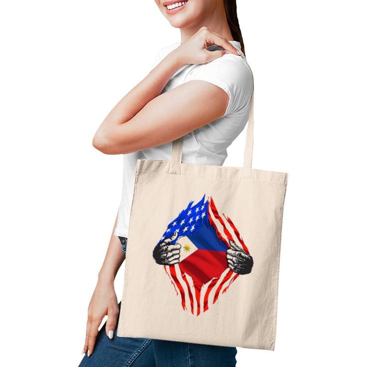 Super Filipino Heritage Philippines Roots Usa Flag Gift Tote Bag