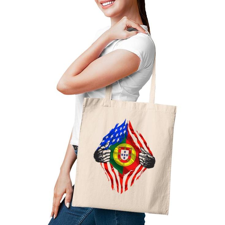 Super Portuguese Heritage Portugal Roots American Flag Gift Tote Bag