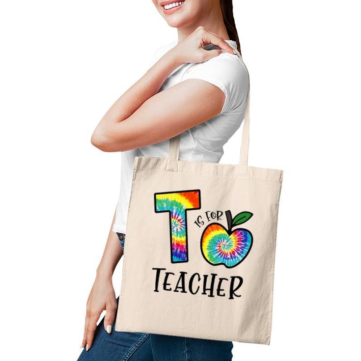 T Is For Teacher Tie Dye Back To School Apple Tie Dye Tote Bag