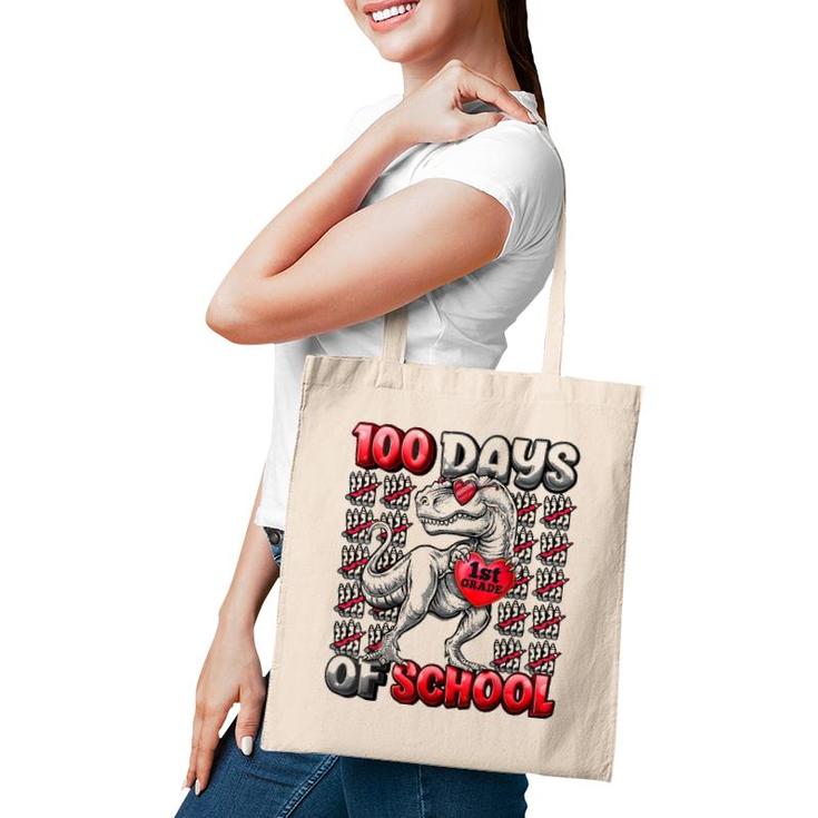 T Rex 100 Days Of School 1St Grade  100 Days Smarter Tote Bag