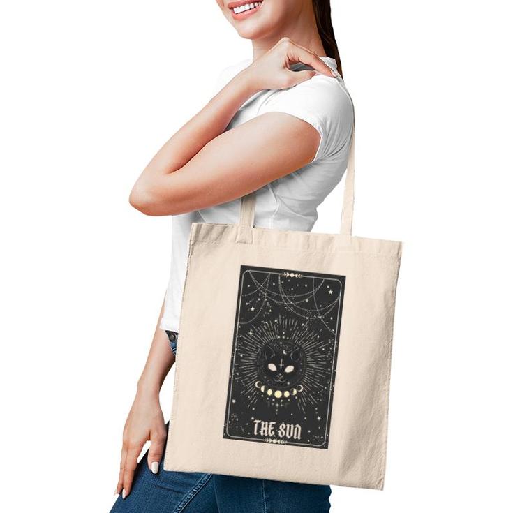 Tarot Card Crescent Sun And Cat Graphic Tote Bag