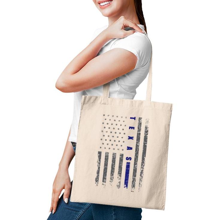 Thin Blue Line Us Flag Texas Souvenir Thin Blue Line Tote Bag