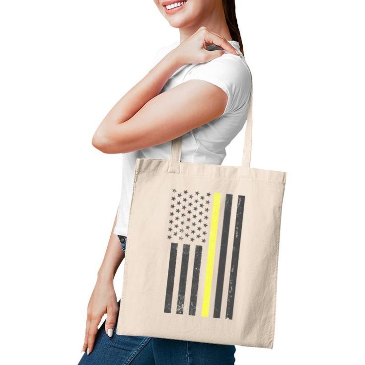 Thin Yellow Line 911 Police Dispatcher Usa Flag Pullover Tote Bag