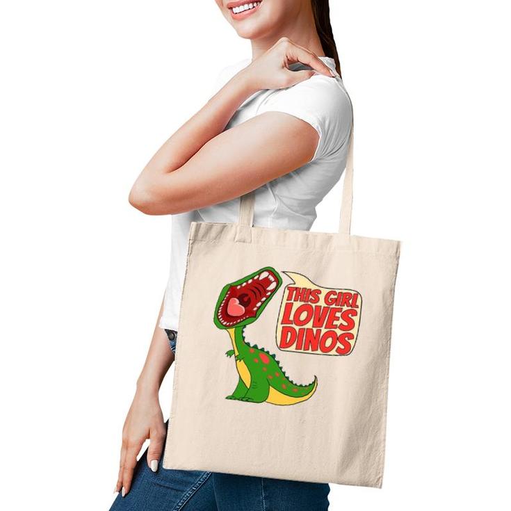 This Girl Loves Dinos Funny Cute Dinosaur Gift Women Tote Bag