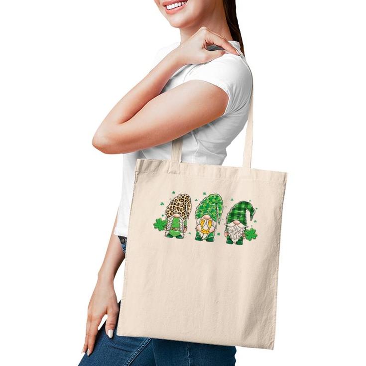Three Gnomes Lucky Horseshoe Leopard Plaid St Patrick's Day Tote Bag