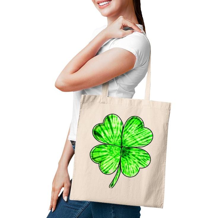 Tie Dye Shamrock Lucky Four-Leaf Clover St Patrick's Day Tote Bag