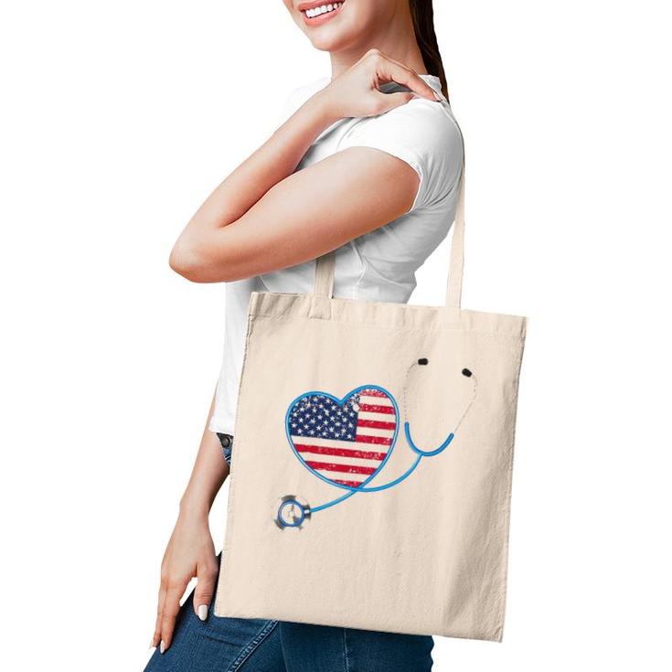 Usa Flag Heart 4Th Of July Gifts Nurse Tote Bag