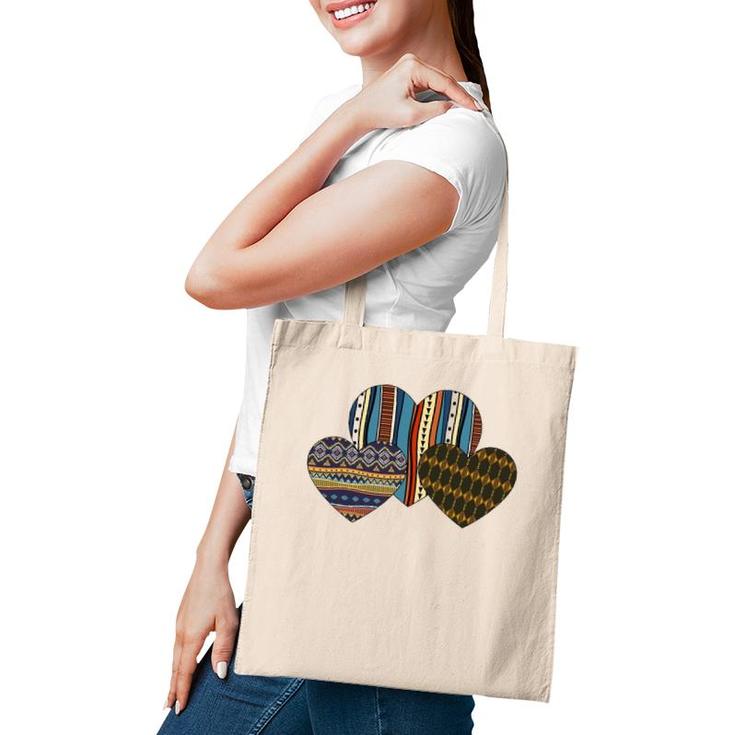 Valentine Three Hearts African American Valentine's Day Tote Bag