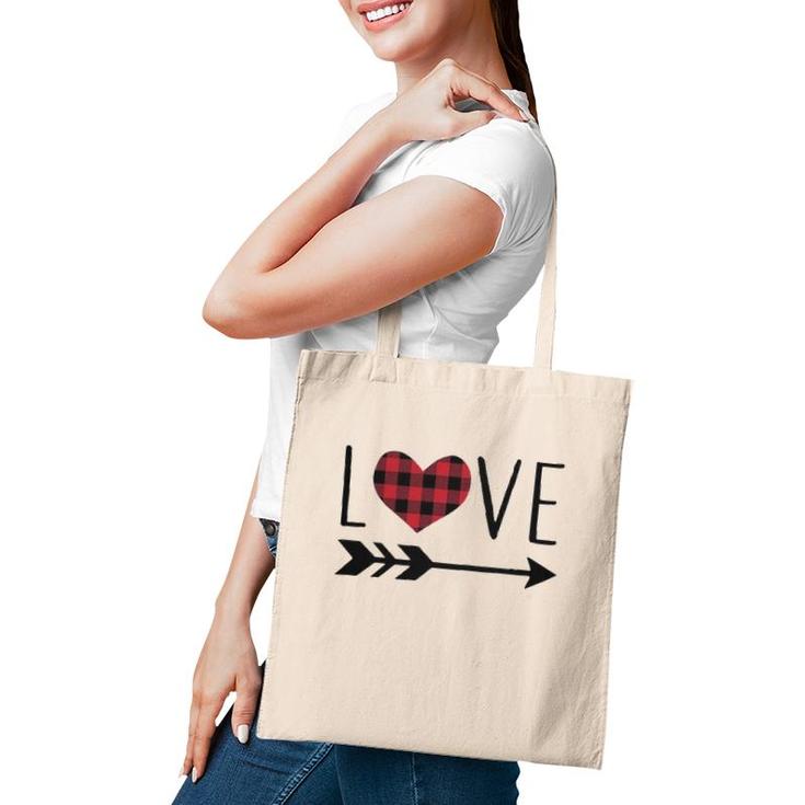 Valentine's Day Womens Graphic Tees Cute Buffalo Plaid Tote Bag