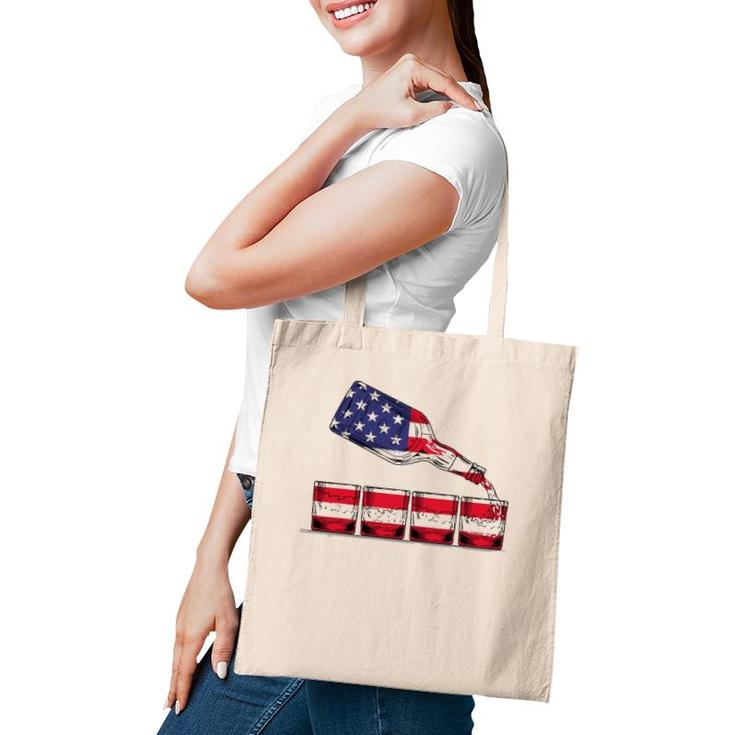 Whiskey American Flag Glasses 4Th Of July Men Women Usa Tote Bag